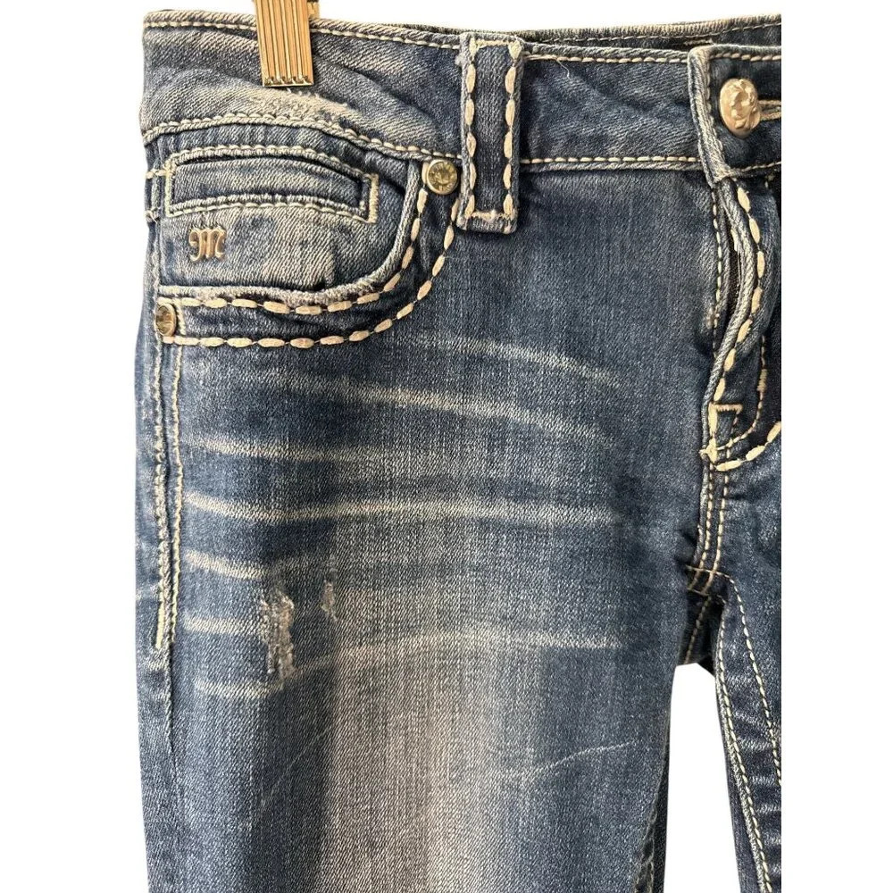 Miss Me Skinny Jeans Bedazzled Glam Fleur De Lis Jeans, Size 27.  Pre-Owned. - Picture 4 of 11